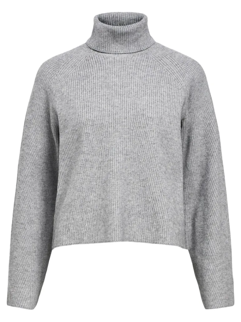 OBJVIOLA LS LO ROLLNECK KNIT NOOS medium grey melange