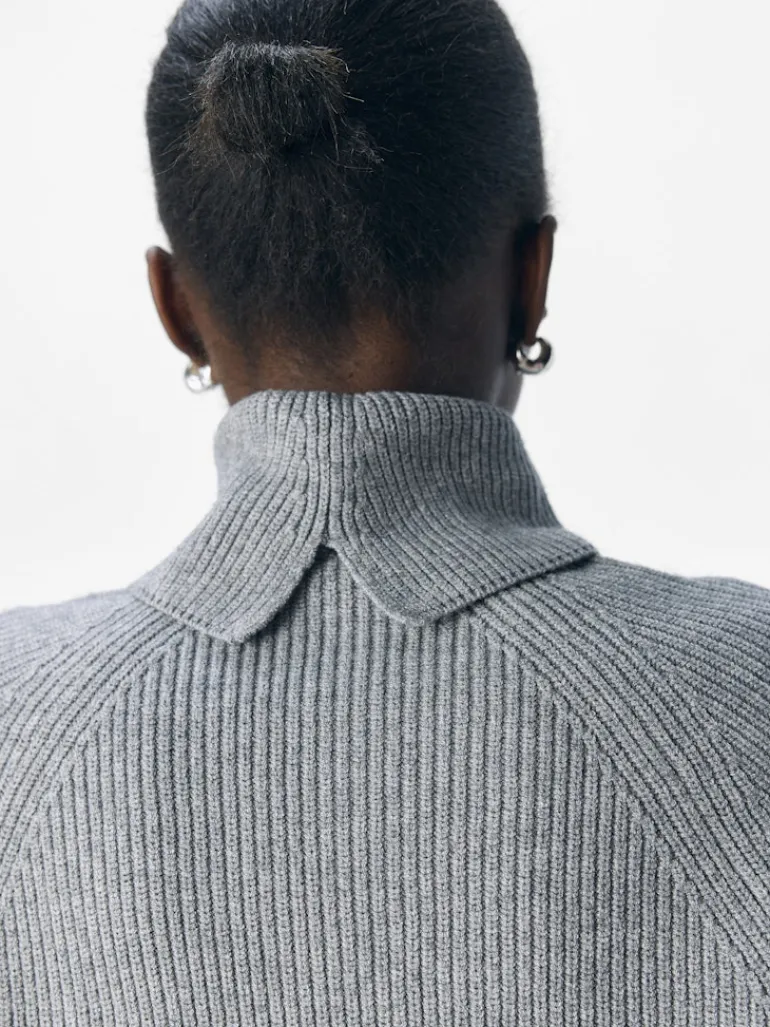 OBJVIOLA LS LO ROLLNECK KNIT NOOS medium grey melange