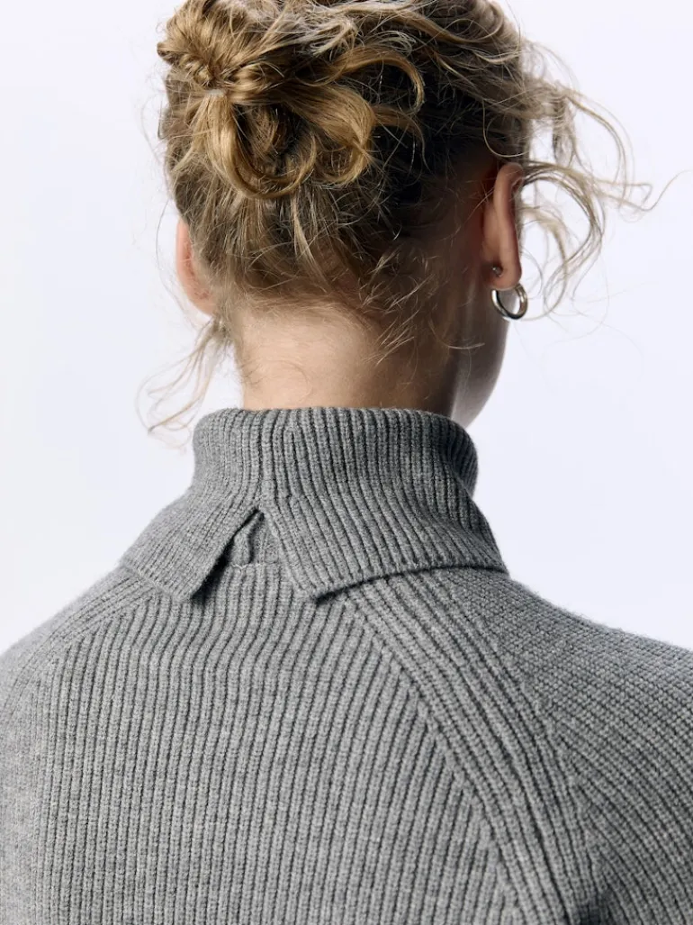 OBJVIOLA LS LO ROLLNECK KNIT NOOS medium grey melange