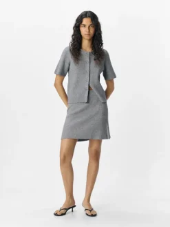 OBJVIOLA MW RE SHORT KNIT SKIRT NOOS medium grey melange