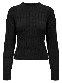 ONLAGNES LS RIB HIGHNECK CC KNT black