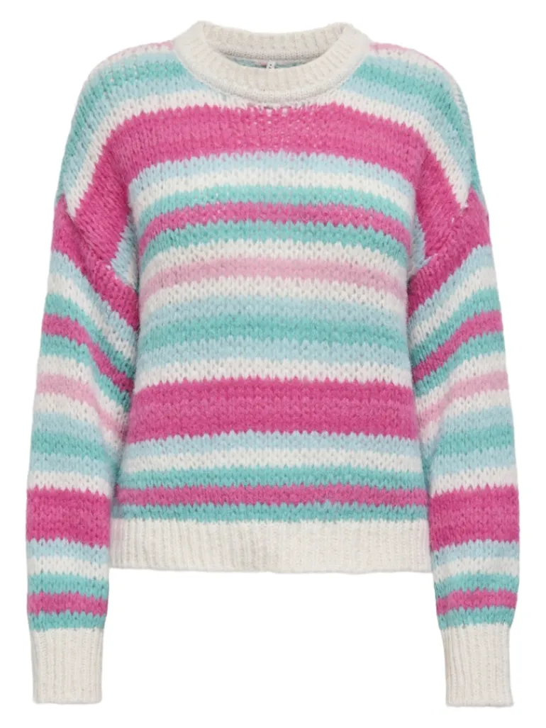 ONLALYSSA LIFE LS STRIPE O-NECK CC KNT birch