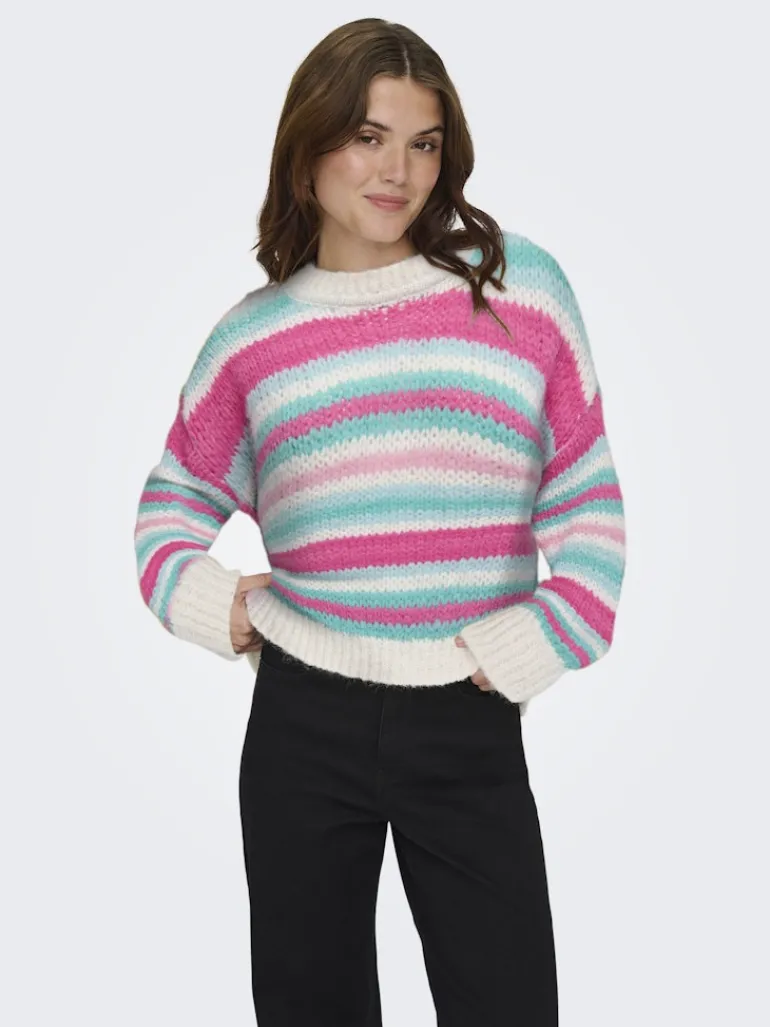 ONLALYSSA LIFE LS STRIPE O-NECK CC KNT birch