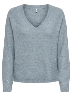 ONLARIZONA LS SEQUINS V-NECK PUL KNT arona