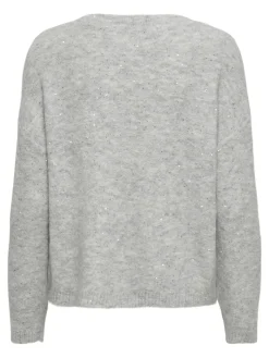 ONLARIZONA LS SEQUINS V-NECK PUL KNT light grey melange
