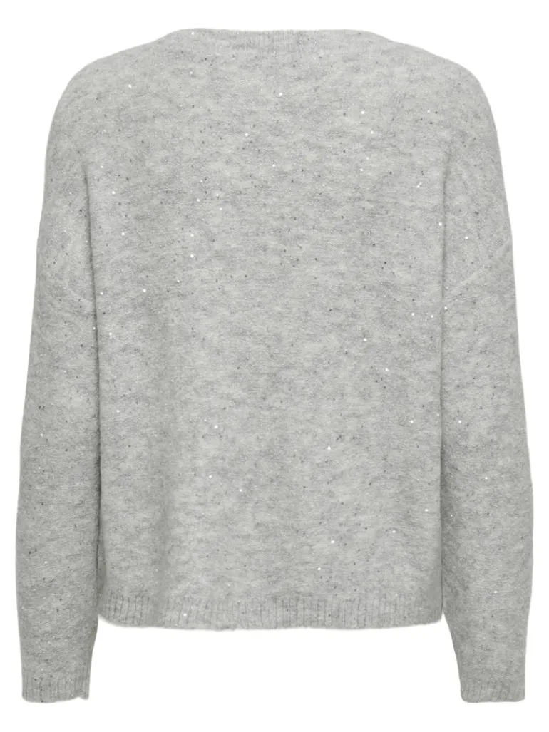 ONLARIZONA LS SEQUINS V-NECK PUL KNT light grey melange