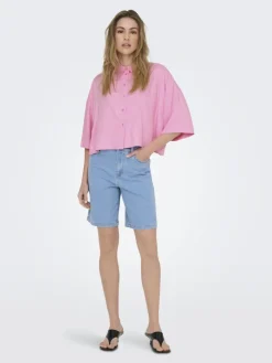 ONLASTRID LIFE 2/4 CROP SHIRT WVN NOOS begonia pink