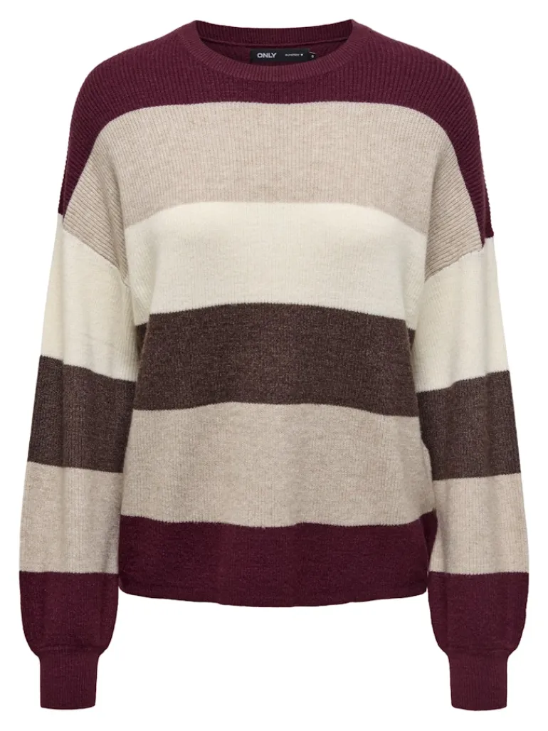 ONLATIA LIFE L/S STRIPE PULLOV KNT NOOS zinfandel