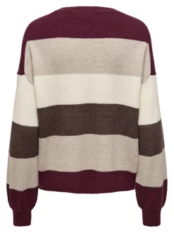 ONLATIA LIFE L/S STRIPE PULLOV KNT NOOS zinfandel