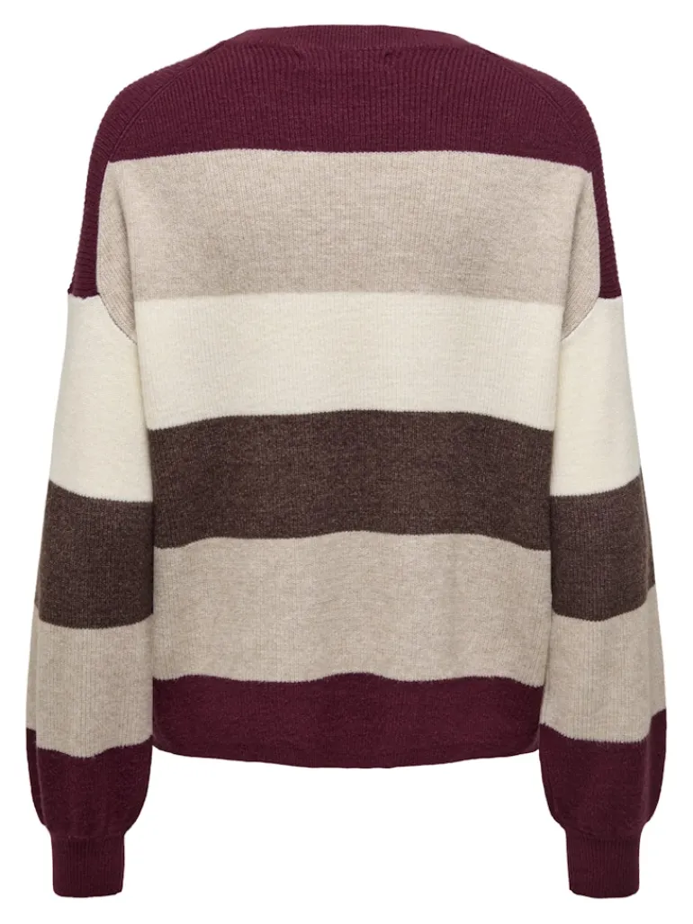 ONLATIA LIFE L/S STRIPE PULLOV KNT NOOS zinfandel