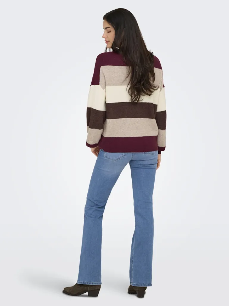 ONLATIA LIFE L/S STRIPE PULLOV KNT NOOS zinfandel
