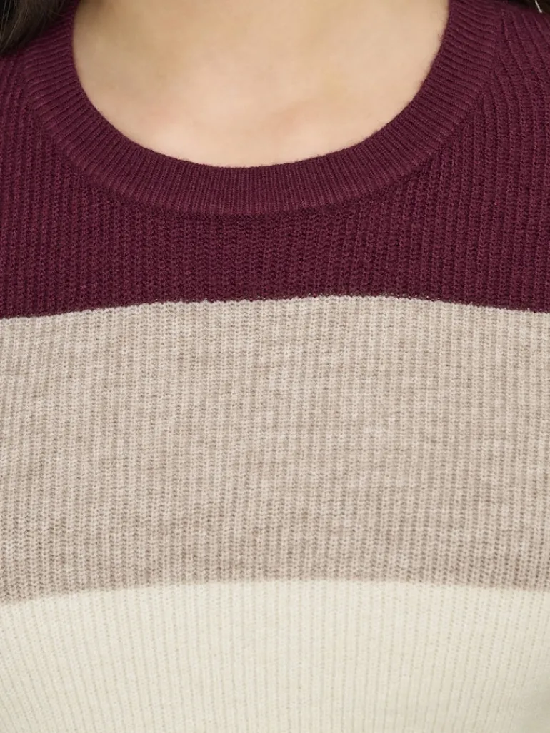 ONLATIA LIFE L/S STRIPE PULLOV KNT NOOS zinfandel