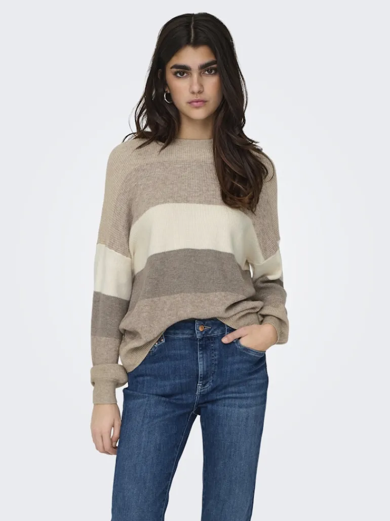 ONLATIA LIFE L/S STRIPE PULLOV KNT NOOS feather gray