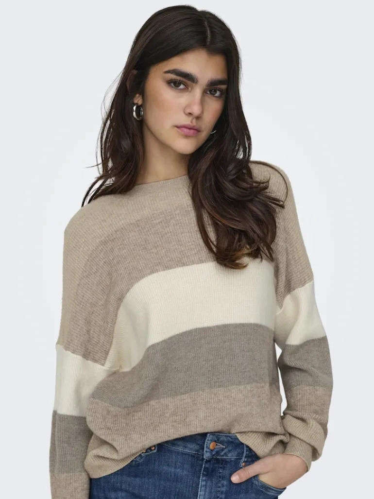 ONLATIA LIFE L/S STRIPE PULLOV KNT NOOS feather gray