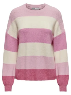 ONLATIA L/S STRIPE PULLOV KNT NOOS pink lady