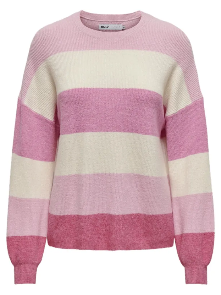 ONLATIA L/S STRIPE PULLOV KNT NOOS pink lady