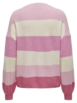 ONLATIA L/S STRIPE PULLOV KNT NOOS pink lady