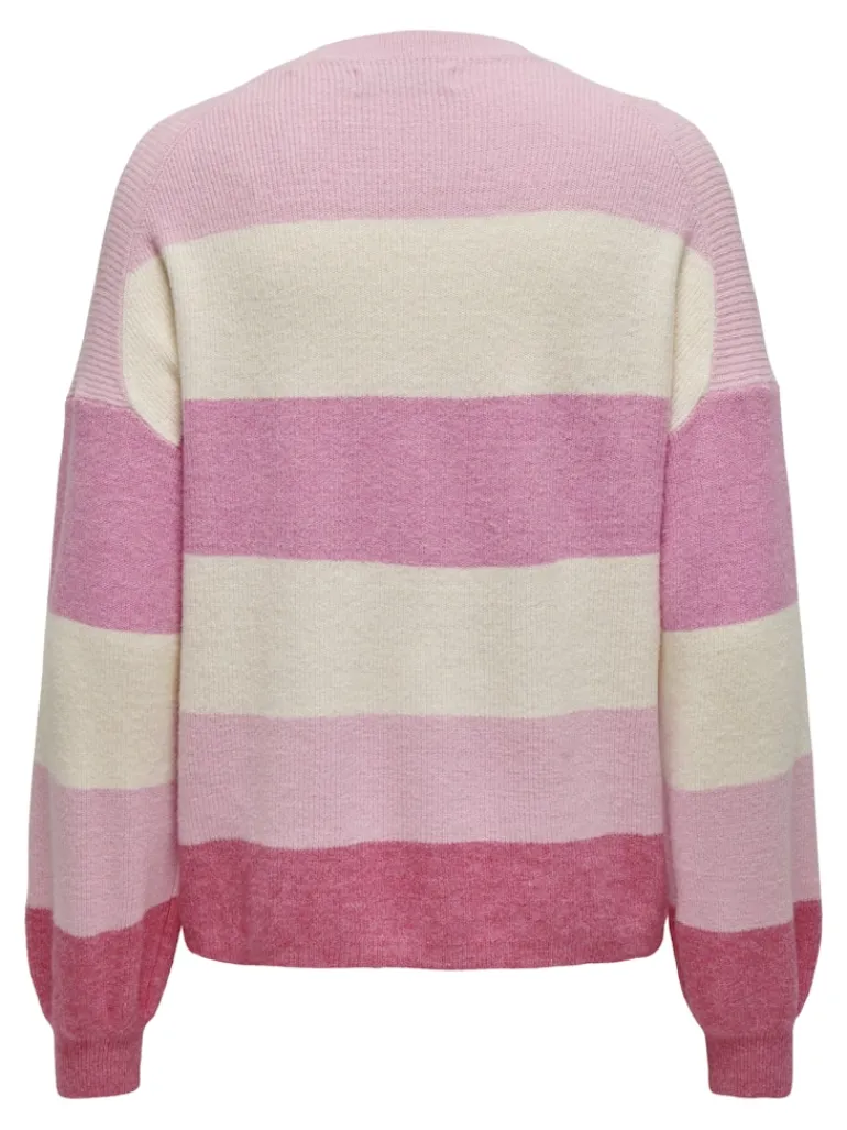 ONLATIA L/S STRIPE PULLOV KNT NOOS pink lady