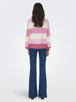 ONLATIA L/S STRIPE PULLOV KNT NOOS pink lady