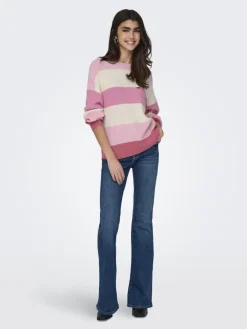 ONLATIA L/S STRIPE PULLOV KNT NOOS pink lady