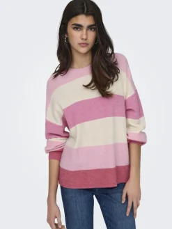 ONLATIA L/S STRIPE PULLOV KNT NOOS pink lady