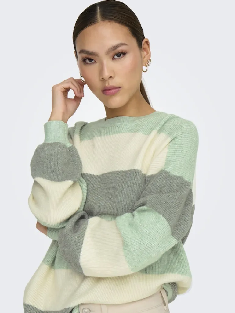 ONLATIA L/S STRIPE PULLOV KNT NOOS silt green