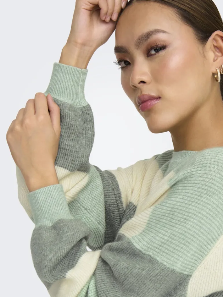 ONLATIA L/S STRIPE PULLOV KNT NOOS silt green