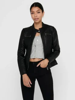 ONLBANDIT FAUX LEATHER BIKER OTW NOOS black