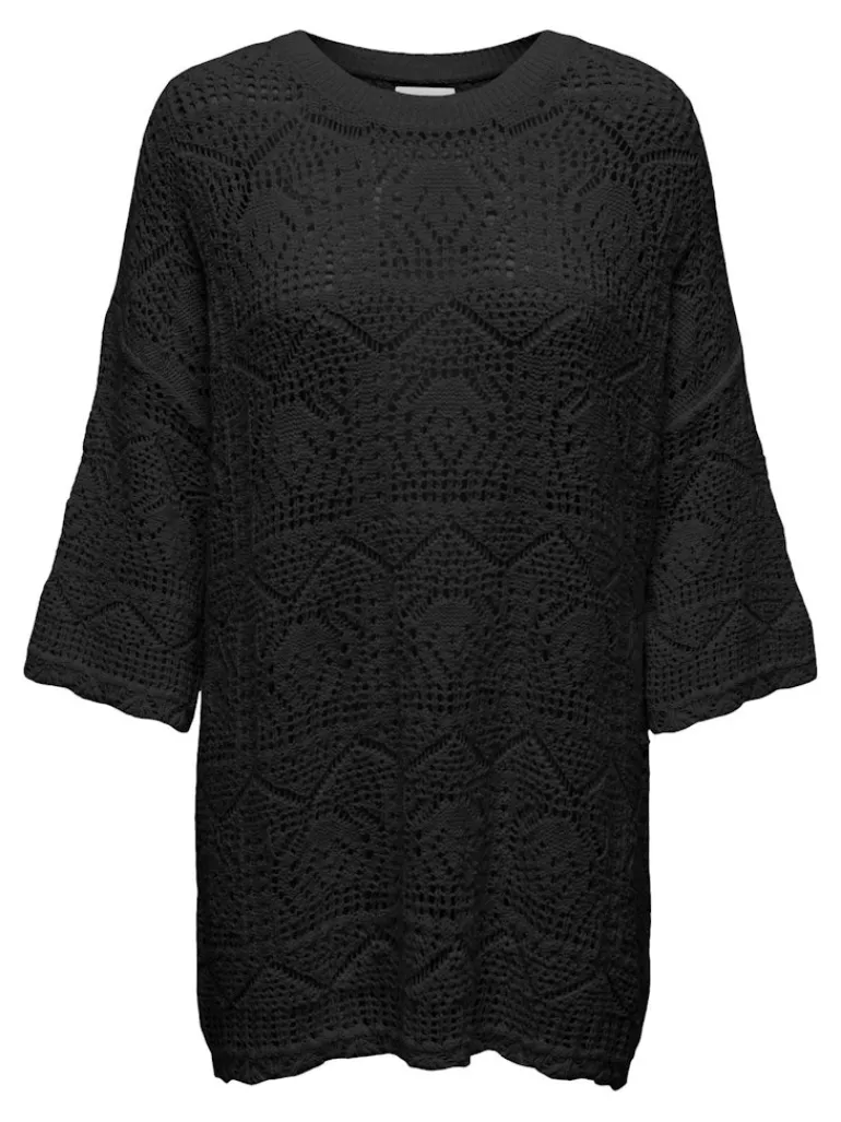 ONLBEACHIE LIFE 3/4 LOOSE ONECK KNT black