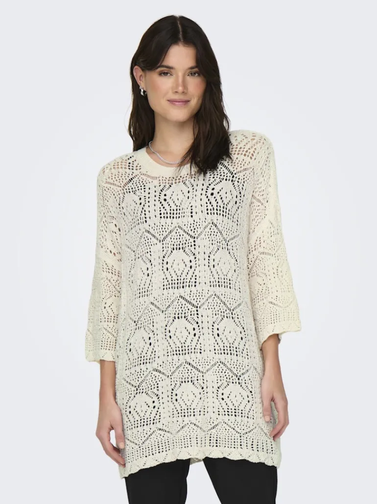 ONLBEACHIE LIFE 3/4 LOOSE ONECK KNT cloud dancer