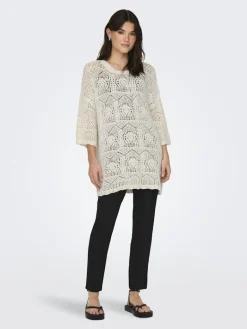 ONLBEACHIE LIFE 3/4 LOOSE ONECK KNT cloud dancer