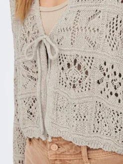 ONLBEACH LIFE 7/8 TIE CARDIGAN KNT NOOS pumice stone