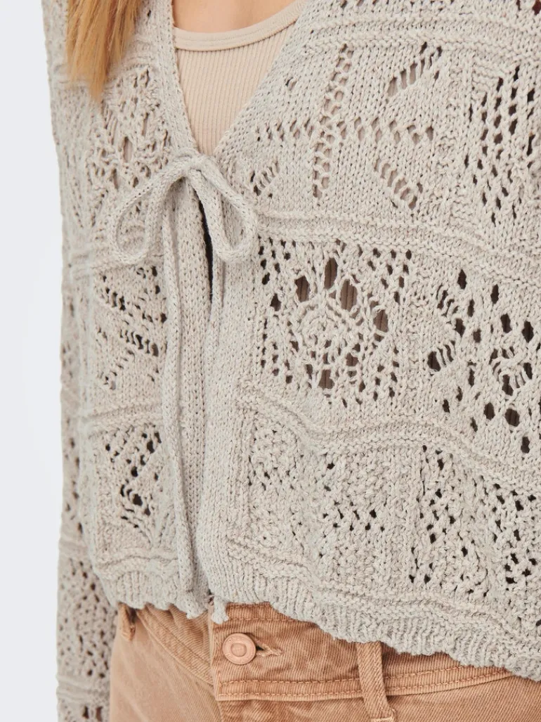 ONLBEACH LIFE 7/8 TIE CARDIGAN KNT NOOS pumice stone