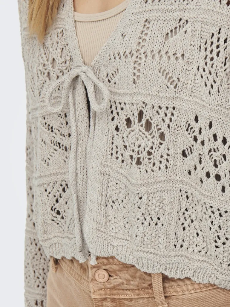 ONLBEACH LIFE 7/8 TIE CARDIGAN KNT NOOS pumice stone