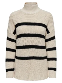 ONLBELLA LIFE LS HIGH NECK KNT pumice stone-black