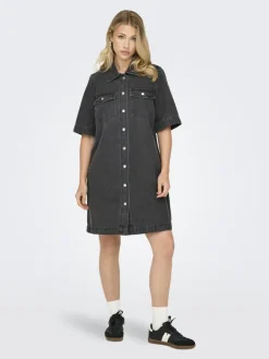 ONLBELLE S/S BUTTON DRESS DNM GUA NOOS washed black