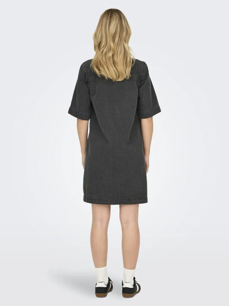 ONLBELLE S/S BUTTON DRESS DNM GUA NOOS washed black