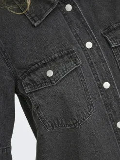 ONLBELLE S/S BUTTON DRESS DNM GUA NOOS washed black