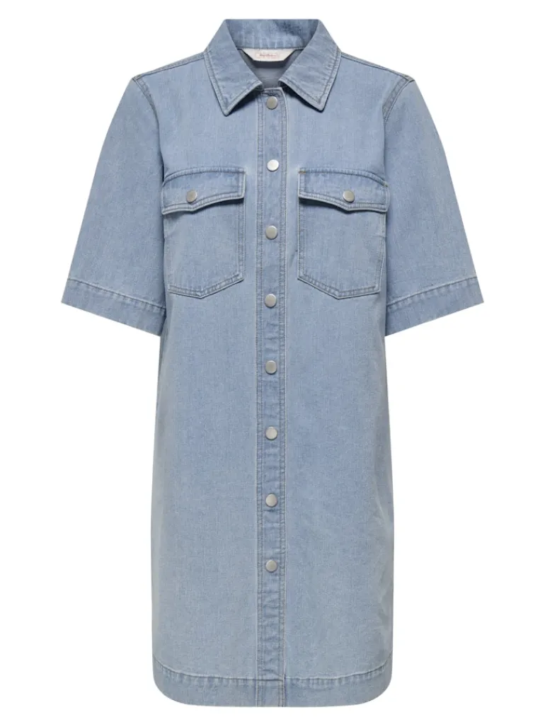 ONLBELLE S/S BUTTON DRESS DNM GUA NOOS light blue denim