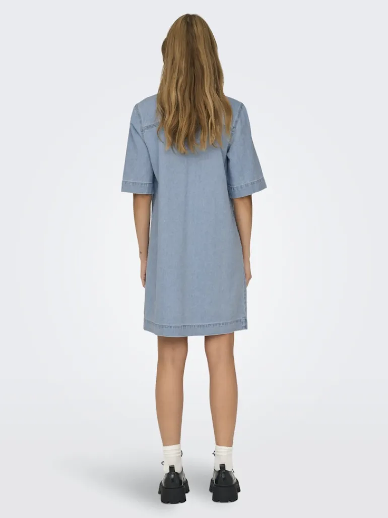 ONLBELLE S/S BUTTON DRESS DNM GUA NOOS light blue denim