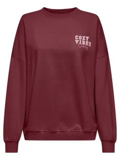 ONLBILA L/S BEAR O-NECK SWT cabernet