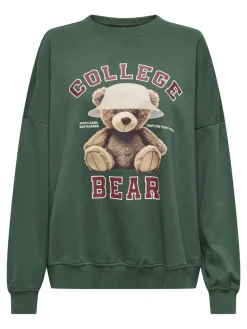 ONLBILA L/S BEAR O-NECK SWT pineneedle