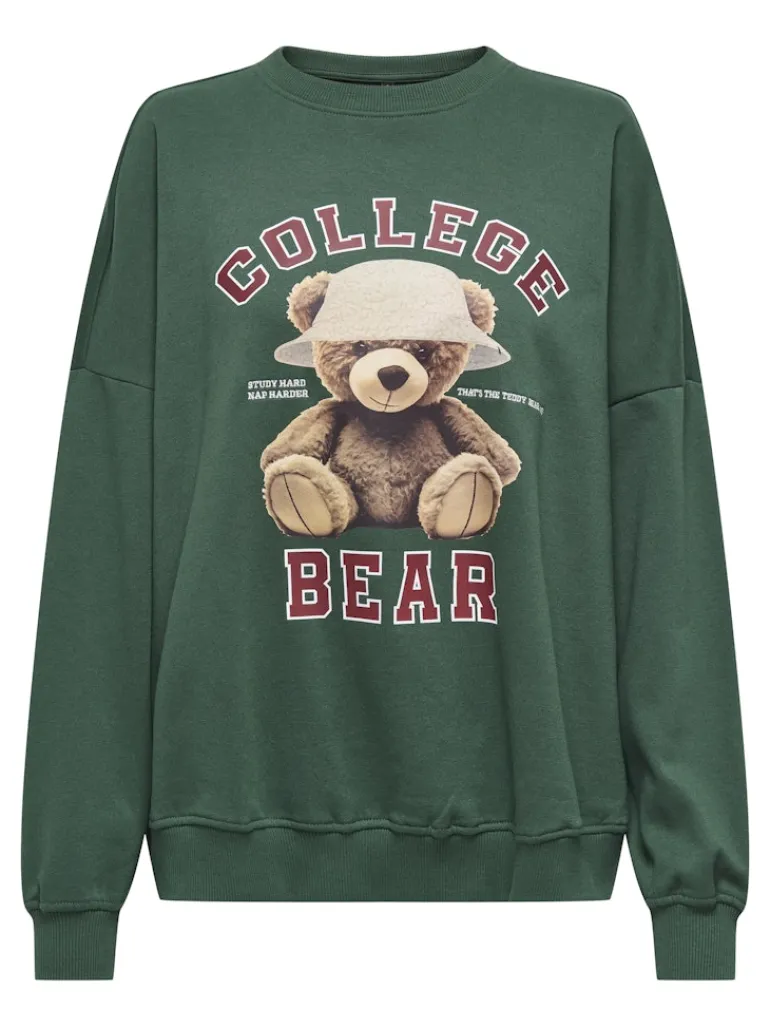 ONLBILA L/S BEAR O-NECK SWT pineneedle