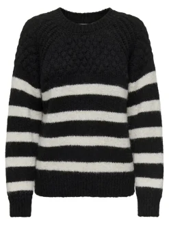 ONLBILLIE LIFE LS STRIPE O-NECK EX KNT black