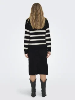 ONLBILLIE LIFE LS STRIPE O-NECK EX KNT black