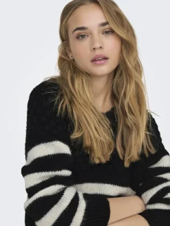 ONLBILLIE LIFE LS STRIPE O-NECK EX KNT black