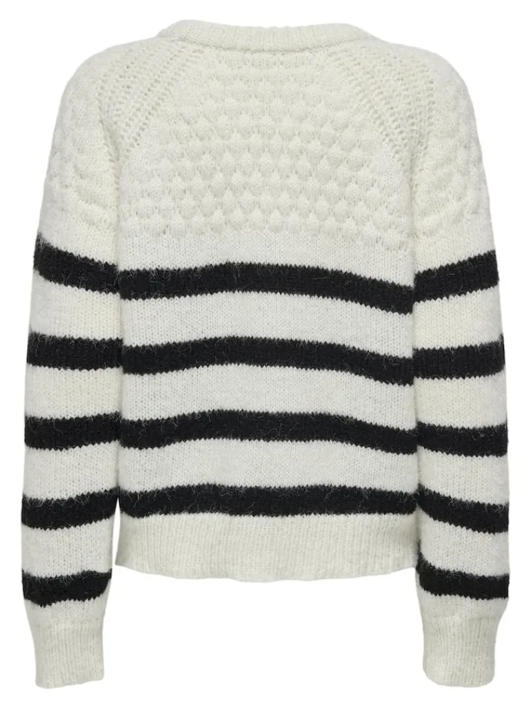 ONLBILLIE LIFE LS STRIPE O-NECK EX KNT cloud dancer