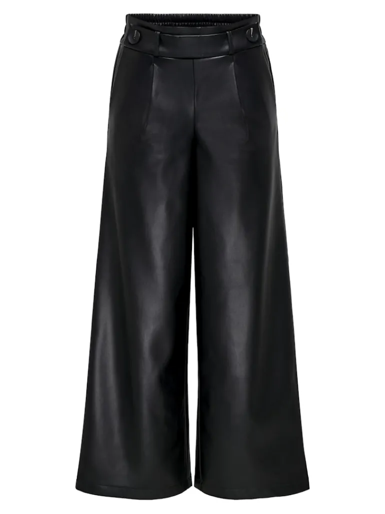 ONLBINA FAUX LEATHER WIDE PANT BF OTW black