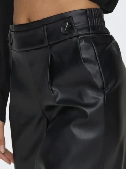 ONLBINA FAUX LEATHER WIDE PANT BF OTW black