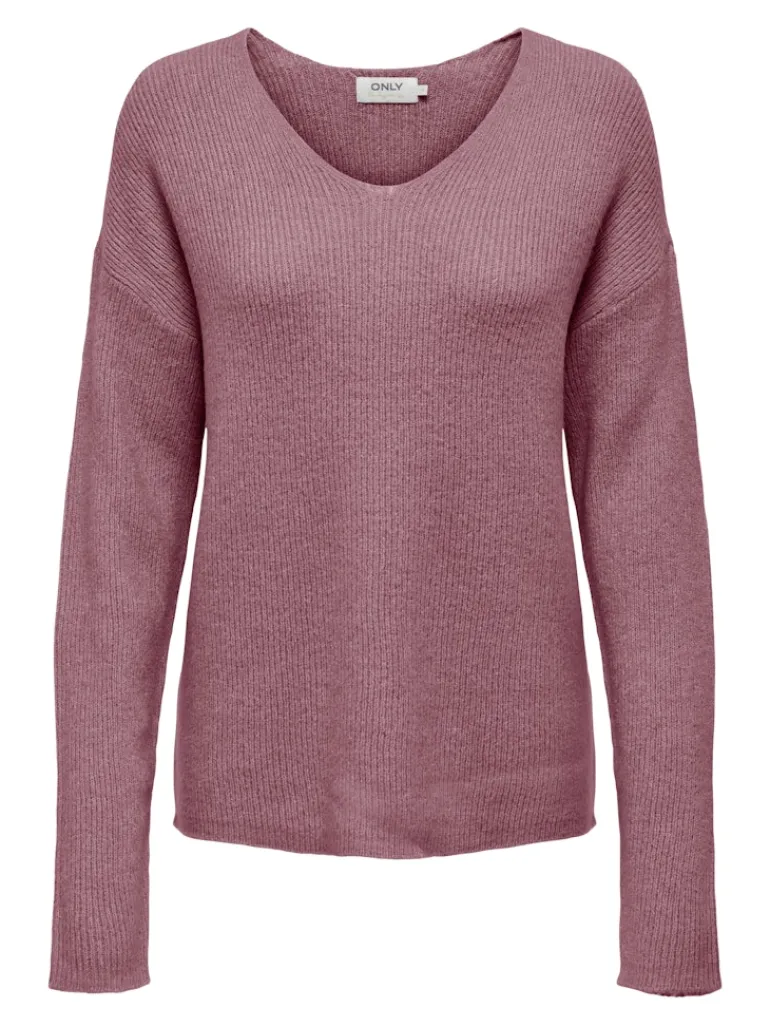 ONLCAMILLA V-NECK L/S PULLOVER KNT NOOS crushed berry